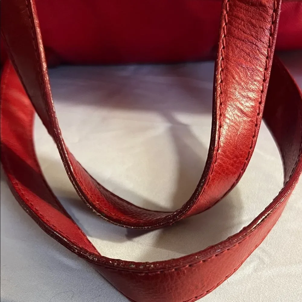 Yves Saint Laurent Rive Gauche Red and White Tote - Picture 11 of 12